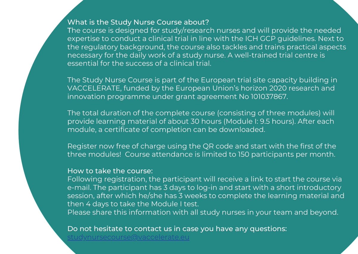 vaccelerate_eu's tweet photo. 55 certificates have already been issued 🥳! Very happy to see how well the first module of our #VACCELERATE #StudyNurse Course is received.
The course is designed to support and improve the work of study nurses in #clinicaltrials.
Participation is free: https://t.co/1TYXUD6jn0 https://t.co/loFMZ8oUP9