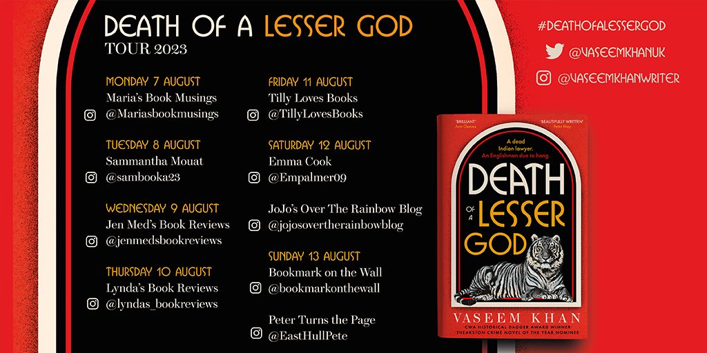 EastHullPete's tweet photo. The @HodderBooks Blog Tour for #DeathOfALesserGod by @VaseemKhanUK ends today. There have been some great reviews to check out #HistoricalFiction #crimefiction #NetGalley #BookReview #BookRecommendation #booktwt #India #Bombay #Mumbai #Calcutta #Kolkata https://t.co/p10wO63ZlZ https://t.co/KDAtrsCCL4