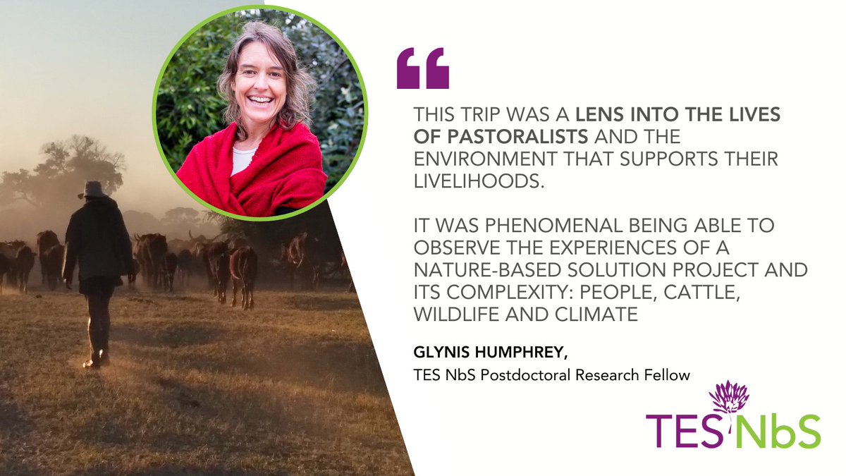 Glynis Humphrey, TES NbS postdoc, has just returned from a successful fieldwork trip in north-western Botswana where she spent time talking to pastoralists about #naturebased #solutions and the realities of #sustainable rangeland #NbS actions

Read more 👉 shorturl.at/gtNWY