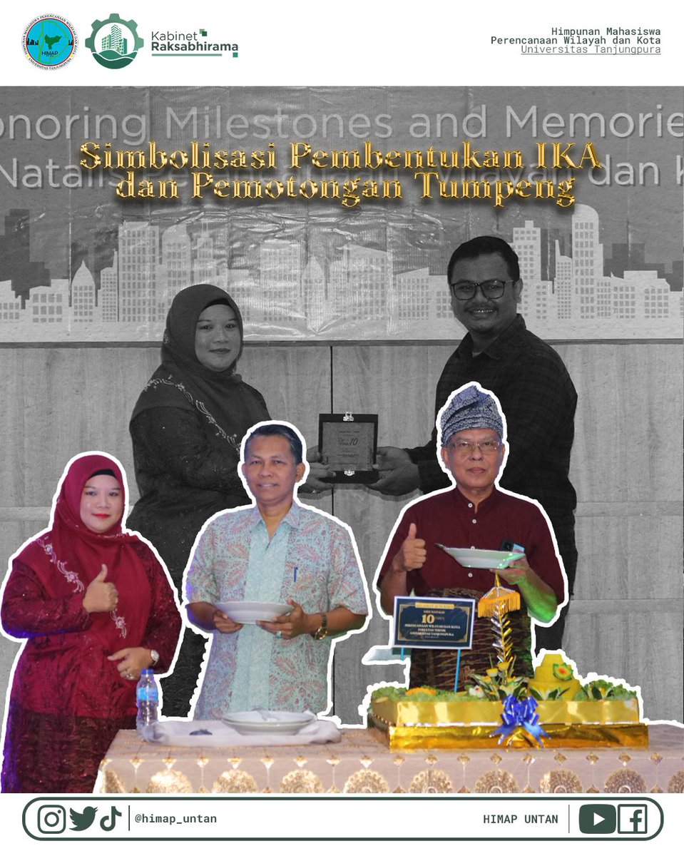 himap_untan's tweet photo. [DIES NATALIS PWK KE 10]
Perayaan Dies Natalis Perencanaan Wilayah dan Kota (PWK) Universitas Tanjungpura (UNTAN) yang dilaksanakan pada Sabtu, 22 Juli 2023, merupakan kegiatan untuk memperingati Ulang Tahun PWK UNTAN yang ke-9

#pwk 
#planologi
#planogiindonesia
#himap_untan https://t.co/p5x7vq1usX