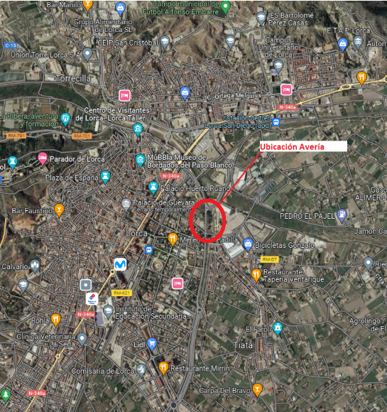 ℹ️ Se ha producido una avería en la red de agua potable en la zona de obras de la Ronda Sur en Avenida Santa Clara de Lorca. Desde primera hora estamos trabajando para minimizar la zona afectada por lo que podrían producirse alteraciones en el normal funcionamiento del suministro