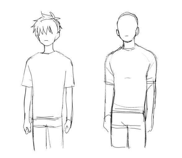 大人と子ども描き分け 