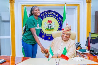 "It's always a moment of pride for me to see young and ambitious people from Osun State achieve great things. This is a testimony that with hardwork, passion and dedication, you can achieve almost anything.” - <a href="/AAdeleke_01/">Gov Ademola Adeleke</a> 

Congrats again <a href="/OlawuyiAdenike2/">Olawuyi Adenike</a>

Via - @sportsgignews