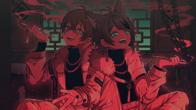 【WORK】 ころんさんと莉犬さんの「シャンティ」歌ってみた動画のMVイラストを担当させていただきました! よろしくお願いします!  