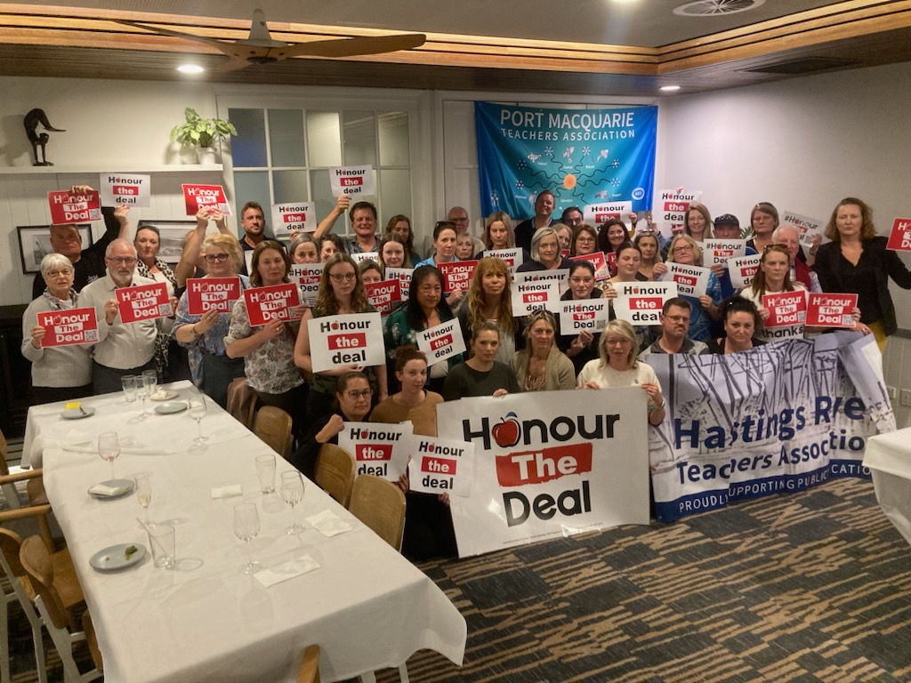 Port Macqurie, Hastings River and Camden Haven Associations are calling on the Minns Government to #honourthedeal be accountable for the promises you made. <a href="/ChrisMinnsMP/">Chris Minns</a> <a href="/pruecar/">Prue Car MP</a> <a href="/dmookheyMLC/">Daniel Mookhey</a> <a href="/TeachersFed/">Teachers Federation</a>