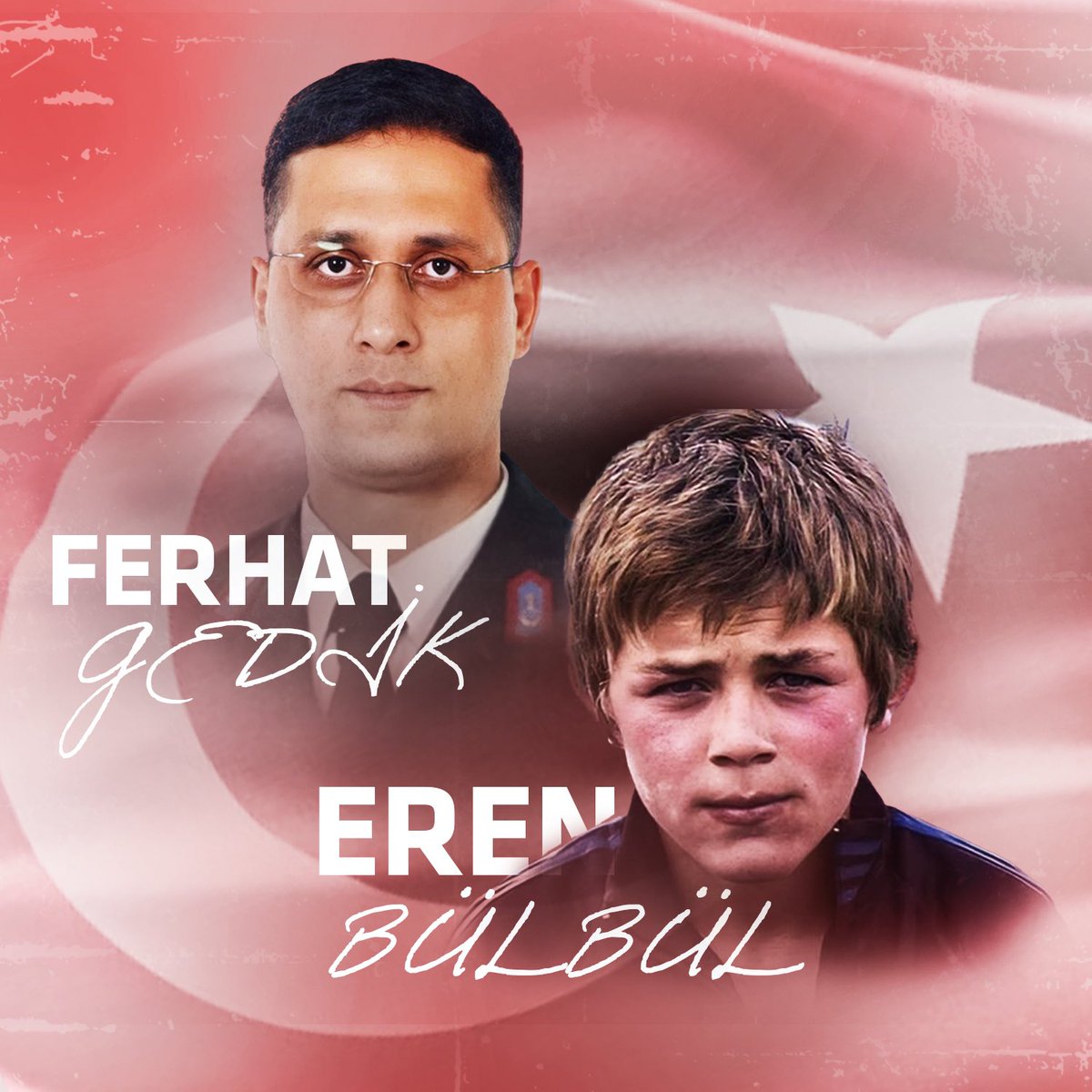 Şehit Eren Bülbül ve Şehit Astsubay Ferhat Gedik'i şehadetlerinin 6. yıl dönümünde sevgi ve rahmetle anıyorum. 🌹 Vatan size minnettar. 🇹🇷 #iyikivarsınEren #iyikivarsınFerhatGedik