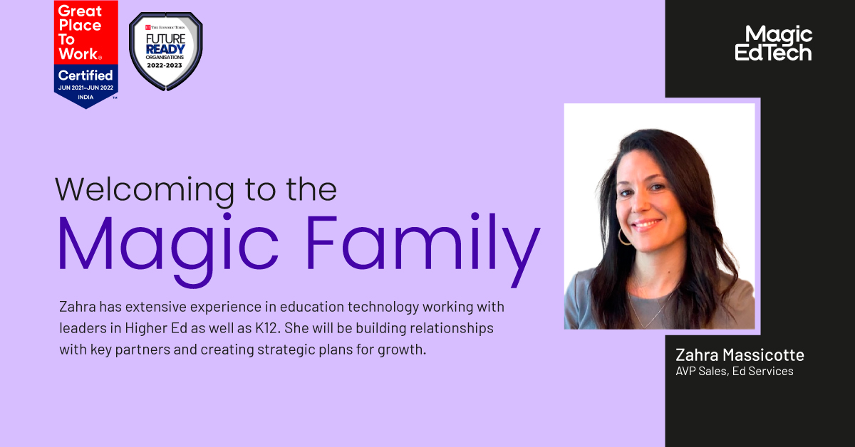 magicedtech's tweet image. We are excited to have @zmassicotte on board, &amp;amp; we warmly welcome her to #MagicEdTech family. Her expertise &amp;amp; unwavering commitment will undoubtedly enhance our mission of revolutionizing education.

Please join us in extending a warm welcome to Zahra !

#NewJoiners #GPTW