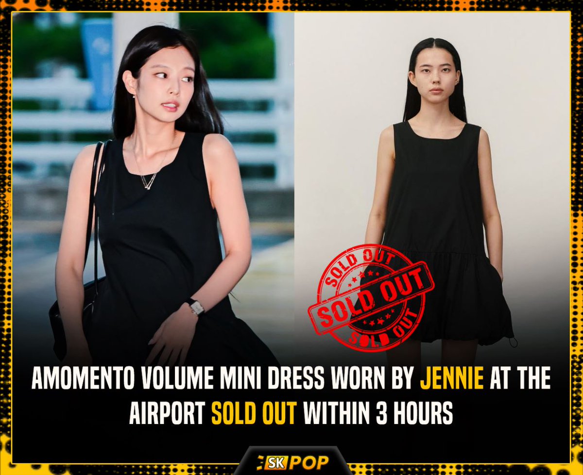 Jennie着用 AMOMENTO VOLUME MINI DRESS 韓国 230810 JENNIE at ICN Airport off to US 🇺🇸 #JENNIE #제니