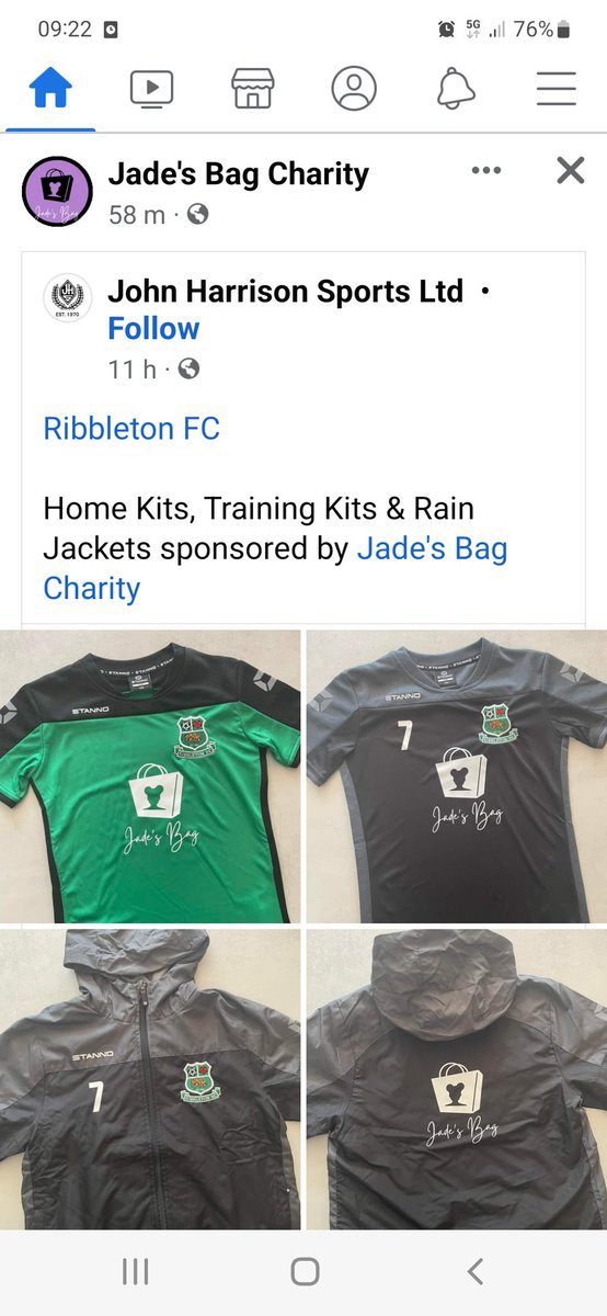 How good do these kits look for Ribbleton U7s football team with my daughters charity logo on it was a no brainer for the charity to sponsor a team for this great grass roots club one he'll of a proud Dad 💜💜