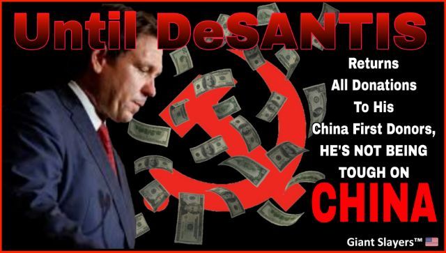 @GeneChurch1776 1/ The DeSantis China Dilemma For DeSantis to be taken seriously, he needs to get rid of his #ChinaFirst donors and that means giving them their money back. The problem with that is DeSantis has gotten 83% of his donations from them. It’s a very bad look. They hired DeSantis to…