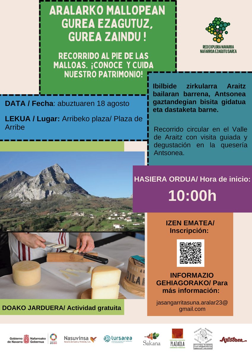 SAKANAgaratzen's tweet photo. ADI! Beste doako jarduera berri bat Aralarren! 🏞🧀
¡ATENCIÓN! ¡Otra actividad gratuita en #Aralar!

🗓 Abuztuak 18 de Agosto📍#Araitz

ℹ✍️👉 https://t.co/lPsorgcHBj
_________
#RedExploraNavarra #NafarroaEzagutu #Nasuvinsa @plazaola_org @Antsonea #uniondearalar @sakana_eus https://t.co/HNZygQFs6l