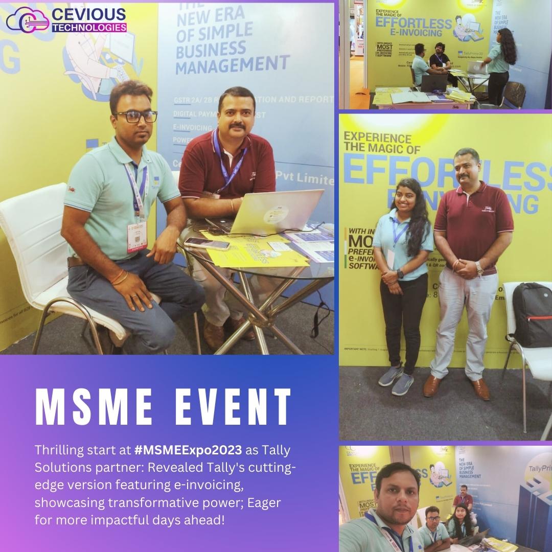 TallyERPService's tweet image. Day 1: Impressive start at the 9th India International MSME Expo &amp;amp; Summit 2023 as a Tally Solutions partner.
.
.
#MSMEExpo2023 #CeviousTechnologies #TallySolutions #BusinessTransformation #InnovationShowcase #eInvoicing #TechInnovation #MSMEsummit #BusinessGrowth #EventSuccess