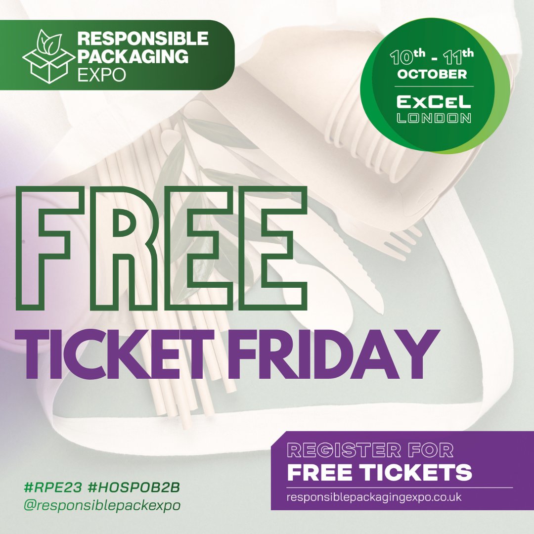 Happy FREE Ticket Friday❗

Save the 10th & 11th October and join us at @ExCeLLondon for The UK's leading event bringing sustainable packaging to the forefront of the industry! 🎫 Get your FREE ticket today 🎟 👉 bit.ly/3XQRaXZ

#RPE23 #HOSPOB2B #freeticketfriday