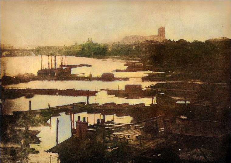 englandincolour's tweet photo. A view of London in June 1841 towards Westminster Abbey from photography pioneer Fox Talbot's flat window in Cecil Street. Taken before the Houses of Parliament were built, you can see Westminster Hall to the left and in the foreground. #oldlondon #englishhistory #foxtalbot https://t.co/tUH19vX5uD