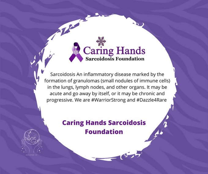 This week is #Dazzle4Rare 🦓
Today we are sharing information about Caring Hands Sarcoidosis Foundation
#sarcoidosis #inflammatorydisease #caringhands #granulomas #warriorstrong #dazzle4rare2023