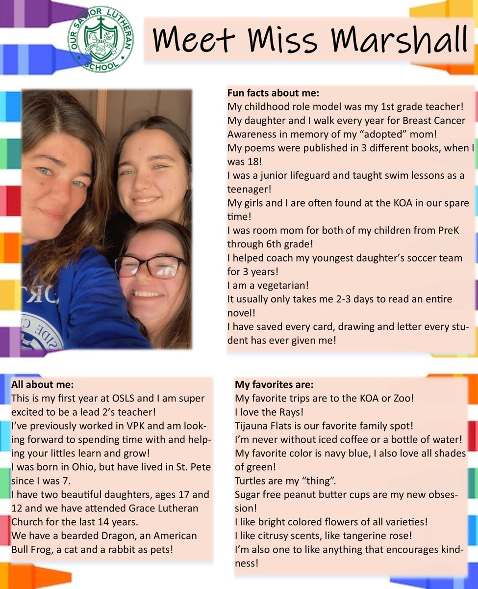 OurSaviorFLsch's tweet image. Today&apos;s Faculty Friday is Miss Mindy Marshall, our new Preschool 2 teacher!  #osls #livelove #golivelove