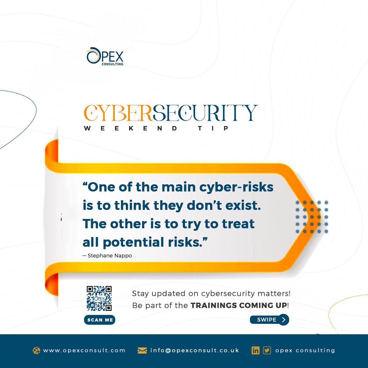 consulting_opex's tweet image. TGIF✌🏾😎

What do you know about CISSP Certification and Security+ ?

Have you booked your space for our forthcoming trainings?

Find the links attached!
opexconsult.com/academy/compti…

opexconsult.com/academy/cissp-…

DON&apos;T BE LEFT OUT📝

Welcome to the Weekend 🥳🎉🤩✌🏾💃🏽🕺🏽

#tgif #weekend