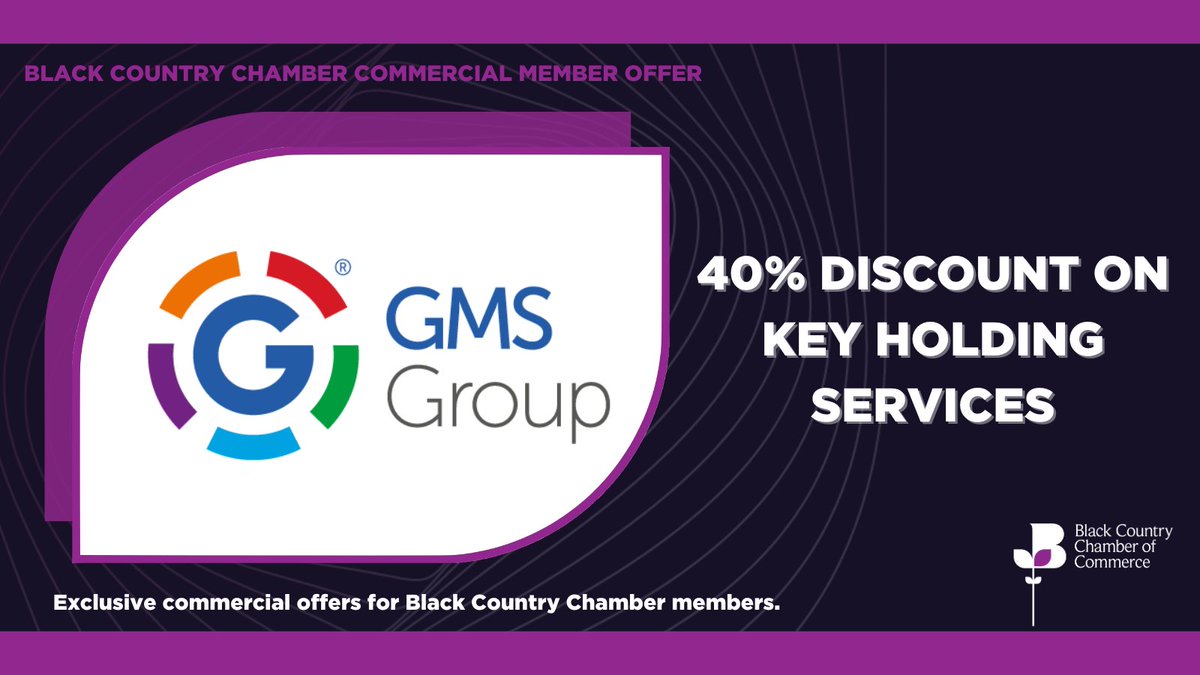 ✨Commercial Member Offer✨

<a href="/GMSGroupUK/">GMS Group</a> are offering Chamber members an exclusive discount on their normal standing charge for their key holding service.

Find out more ➡️ loom.ly/Vc38UF8

#blackcountry #BCCC #memberbenefits #discounts #savings