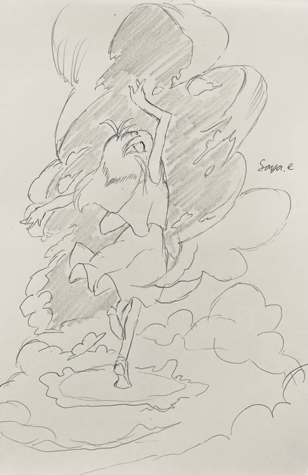 雲乞いの舞 習作
アプリコットが雲乞いの舞をしてる様
アネモス人なら誰でも出来るし、小さい頃から習う 