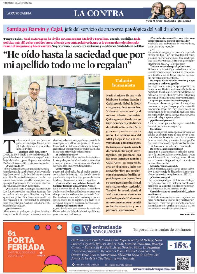 vallhebronpath's tweet photo. Entrevista a @sramonycajal en  @LaVanguardia https://t.co/fp13skafYY