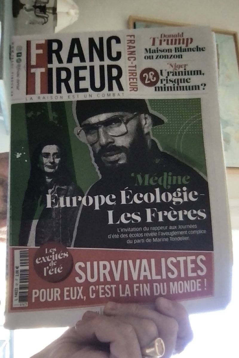LeaFbpe's tweet photo. Une « Une » qui fait mouche de @franctireurmag sur cette engeance @Medinrecords qui s’en prend avec une #violence inqualifiable à la laicite dans 👇
« Europe Écologie Les Frères ». 
Bravo à ce magazine pour sa #sagacite 👏👏 https://t.co/PkxEn38lyI