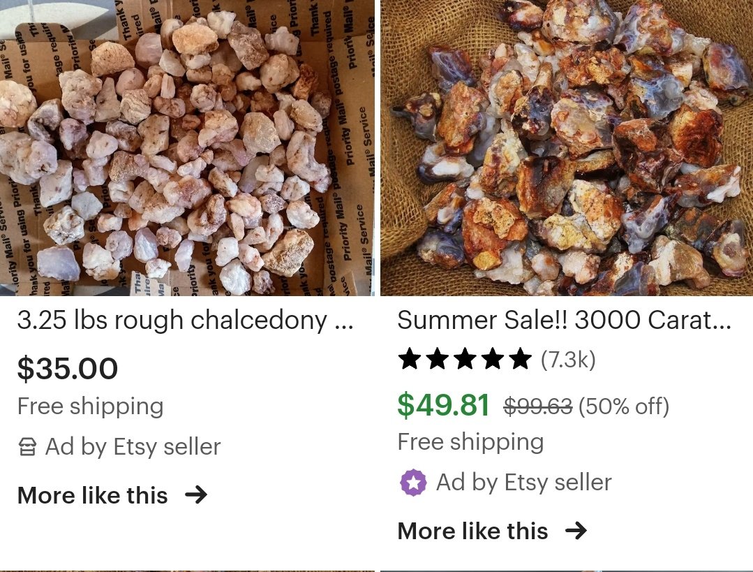 If your @etsy site is selling rocks by the carat instead of pounds or ounces, you're clearly trying to rip people off. 

There. I said it. 

PS 3,000 carats is a little over a pound.