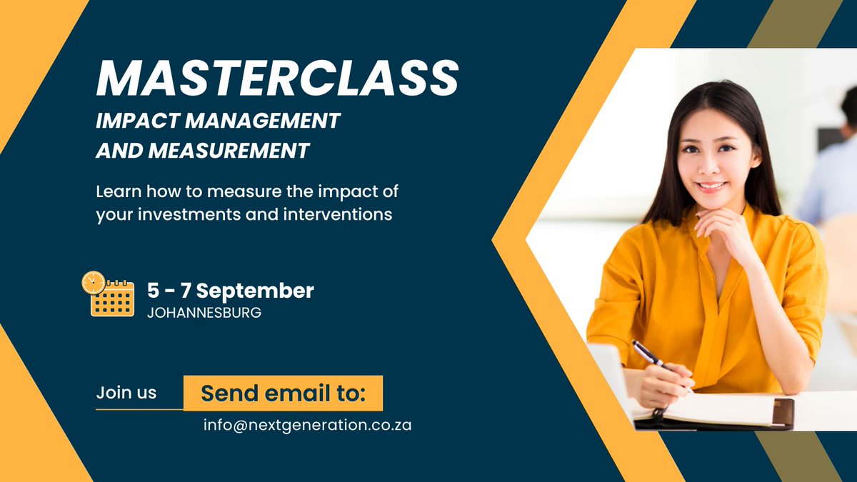 From monitoring and evaluation to impact management and measurement. Join our upcoming #IMM masterclass to take your #socialimpact and #impactinvestments to the next level. Expert guest speakers and much more.
#socent #socinv #impinv #impact #impactatscale