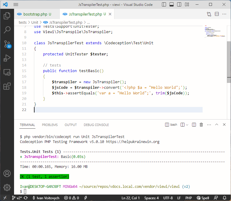 Viewi 🇺🇦 (@viewiphp) on Twitter photo Integrating <a href="/codeception/">Codeception</a> as a full-stack testing framework for #viewi #php 🥰
It has everything we need: unit testing for PHP modules as well as full-stack testing with Selenium and JavaScript support 🔥 Integrating <a href="/codeception/">Codeception</a> as a full-stack testing framework for #viewi #php 🥰
It has everything we need: unit testing for PHP modules as well as full-stack testing with Selenium and JavaScript support 🔥