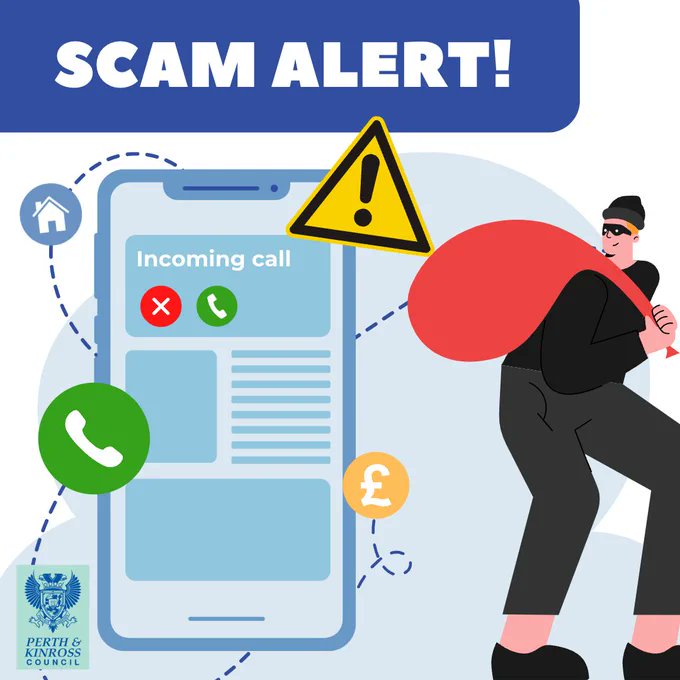 SCAM ALERT ⚠️ We've had reports that some tenants have received phone calls from someone claiming to be from Perth &amp; Kinross Council’s Repairs Team and attempting to schedule work in their property. Please be aware this is a scam. Recent phone numbers began with 0333 and 0113.