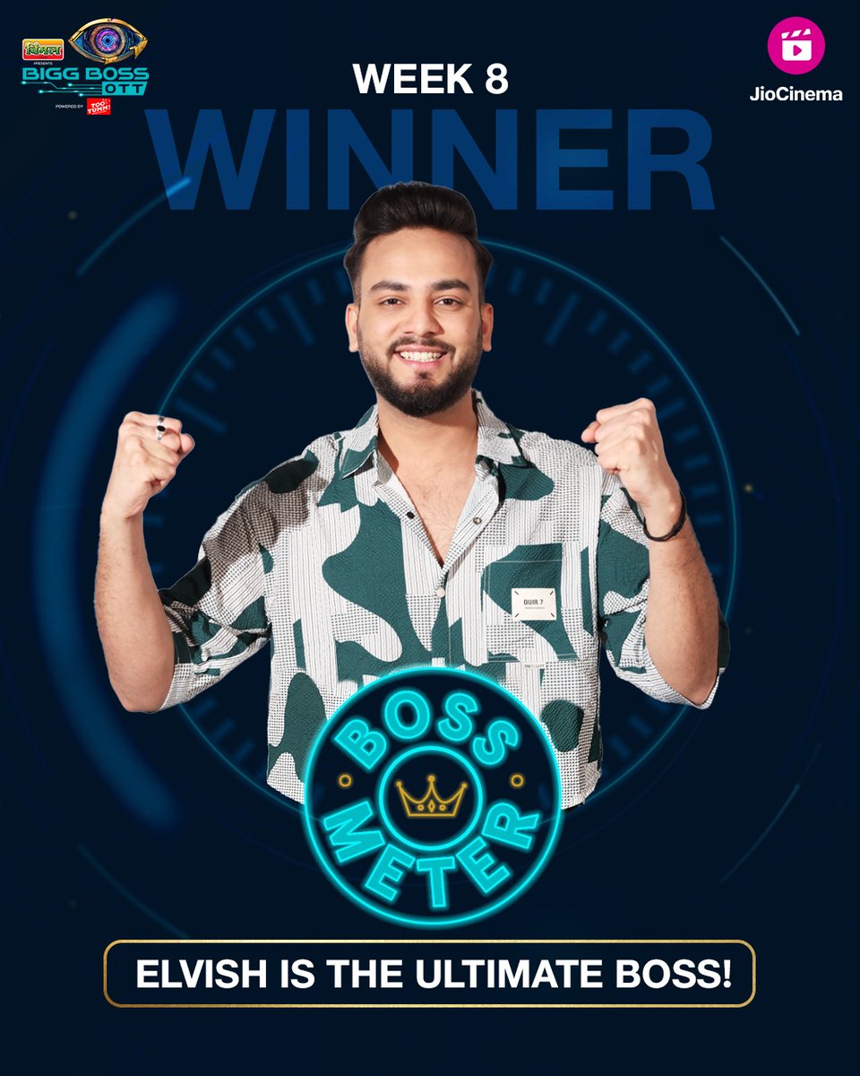 JioCinema (@jiocinema) on Twitter photo Pura systumm faad diya!🔥
Elvish is the ULTIMATE BOSS METER WINNER of the #BiggBossOTT2.
Watch the Finale on 14th August. Streaming free on #JioCinema.
#ElvishIsTheUltimateBoss #BossMeter #AsliBoss #BBOTT2onJioCinema #BBOTT2 @beingsalmankhan
#ElvishYadav <a href="/ElvishYadav/">Elvish Yadav</a> Pura systumm faad diya!🔥
Elvish is the ULTIMATE BOSS METER WINNER of the #BiggBossOTT2.
Watch the Finale on 14th August. Streaming free on #JioCinema.
#ElvishIsTheUltimateBoss #BossMeter #AsliBoss #BBOTT2onJioCinema #BBOTT2 @beingsalmankhan
#ElvishYadav <a href="/ElvishYadav/">Elvish Yadav</a>