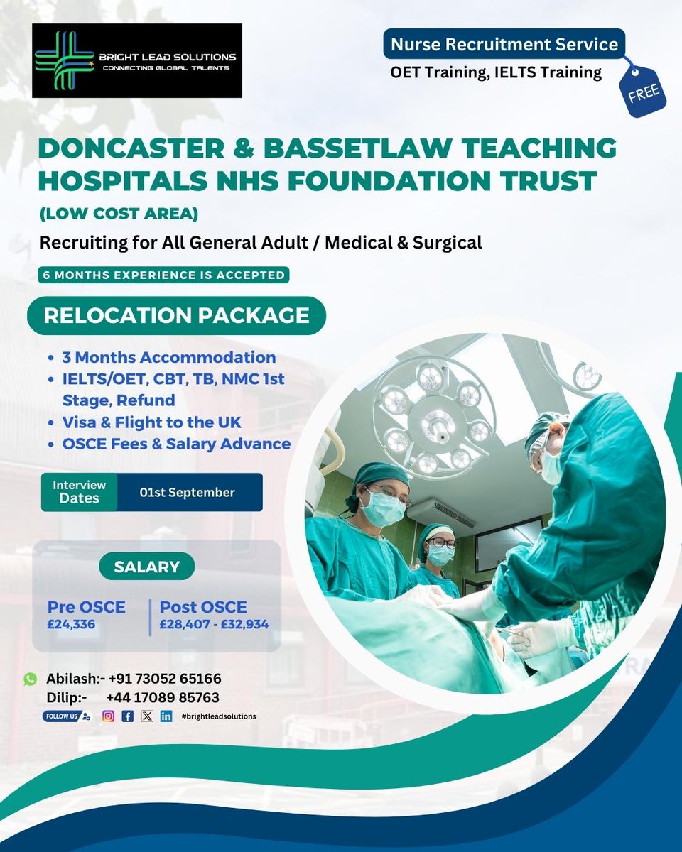 Brightleadsolut's tweet photo. 💼Recruiting #Nurses For Doncaster &amp; Bassetlaw Teaching Hospitals NHS Foundation Trust💼

Salary package range:- £32,934 

𝕮𝖚𝖘𝖙𝖔𝖒𝖊𝖗 𝖆𝖇𝖔𝖚𝖙 𝖔𝖚𝖗 𝖘𝖊𝖗𝖛𝖎𝖈𝖊:- https://t.co/l0gmmLpbIx

For more information, please comment

#midwifes #nhsjob #BLS https://t.co/rFRdHXer2C