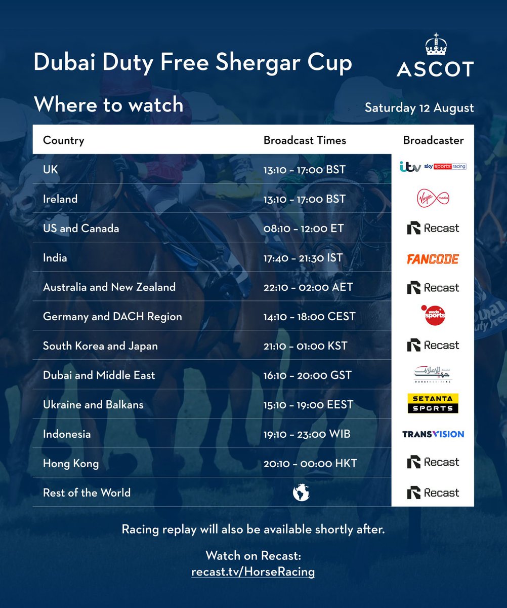 Where to watch the Shergar Cup 👀 
recast.tv/horseracing