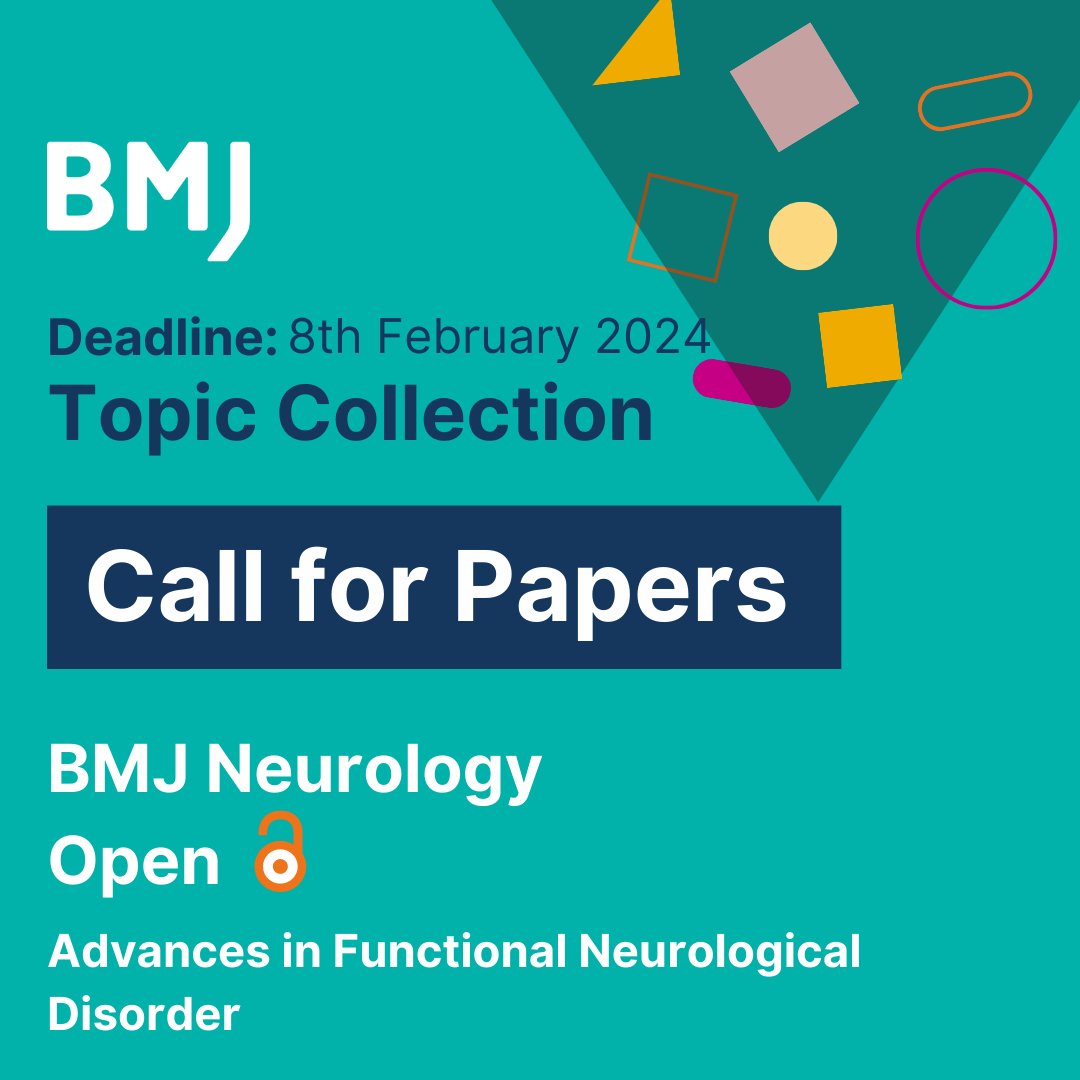 BMJ Neurology Open are excited to announce a call for papers for a Topic Collection 🤩 Advances in Functional Neurological Disorder🧠 Submit your paper and join our high quality open access publication model 🙌 Learn more ⬇️ bit.ly/43JvuhG #Neurology #OpenAccess