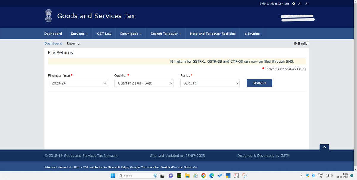 ProblemsInGSTN's tweet photo. A Mistake prevailing since the day when the GSTN was launched wastes about 34 Lakh Minutes every month.

On the Return Dashboard, instead of showing the previous month(the Return month), the portal shows the Current month. It takes 10 seconds to change this to the previous month. https://t.co/zkgHZpgnzU