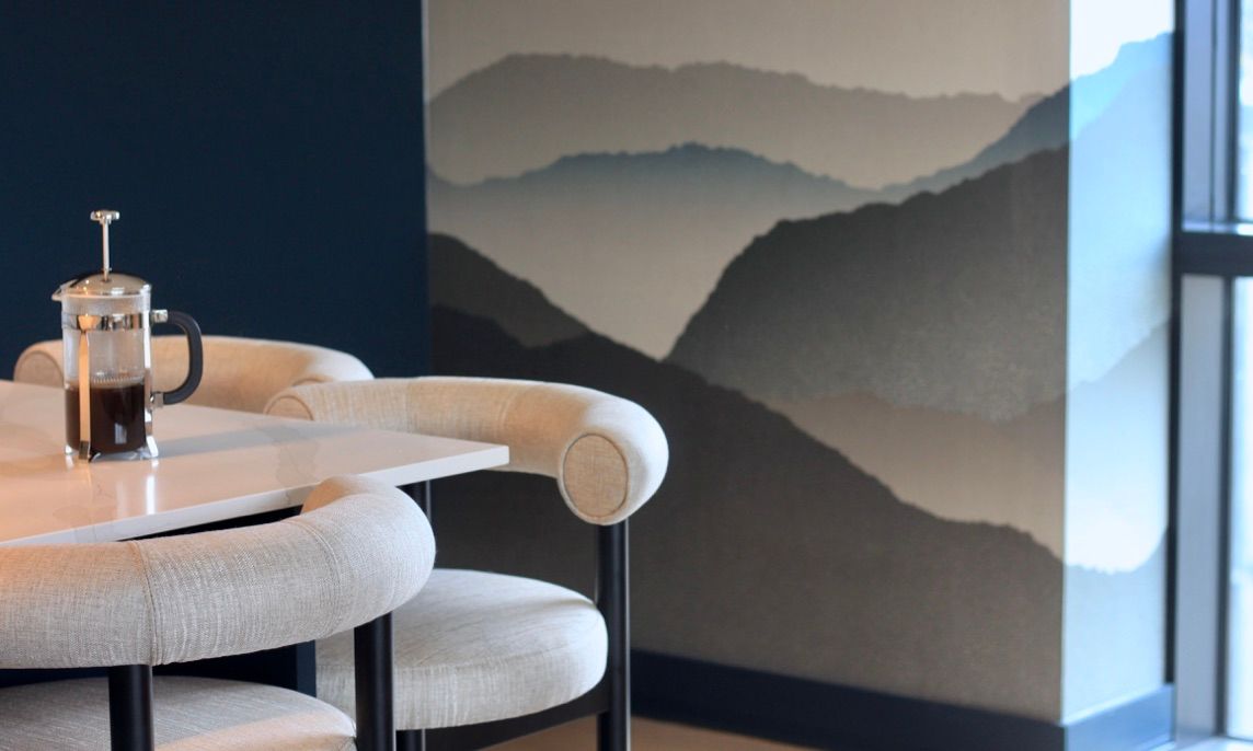 AcanthusHome's tweet photo. Ukiyo, “floating world” in Japanese, is inspired by traditional prints to evoke a mountain range, a sea of clouds or colourful waves.
Here in blue shades for our client. We just love it! 😍
#interiordesign #wallpaper #homedecor #edinburghinterior https://t.co/yMmrGkCrJm