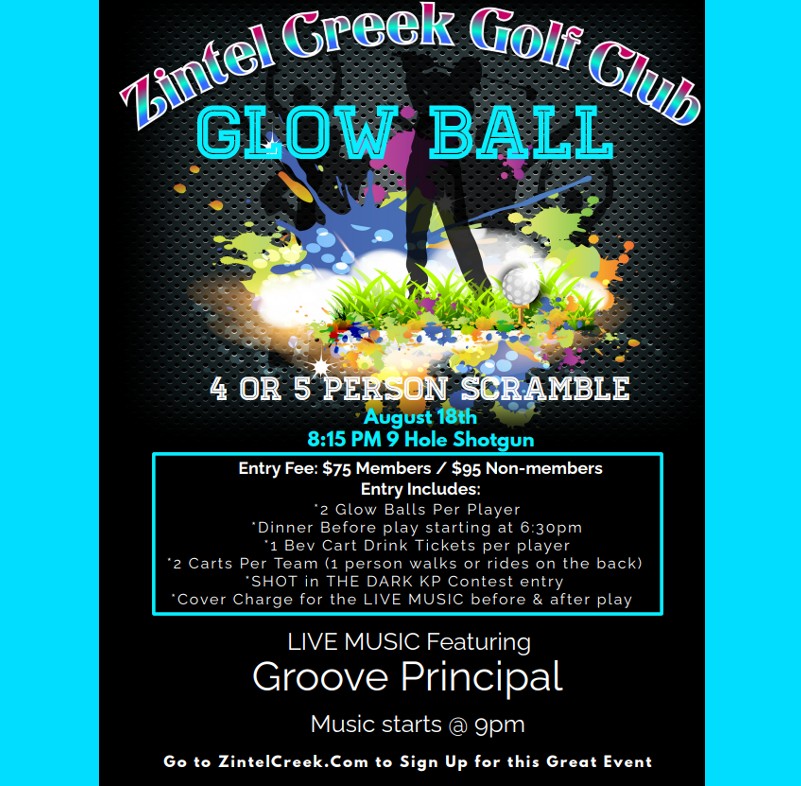 zintelcreekgol1's tweet image. Great stuff ahead next Friday Aug. 18th! 💥☀🏌
Zintel Creek's annual GLOWBALL, followed by live music ft. Groove Principal!
zintelcreekgolfclub.com
or call 509-783-6014

#glowball #zintelcreek #golf #wagolf #kennewick #golftournament #golftourney #grooveprincipal #livemusic