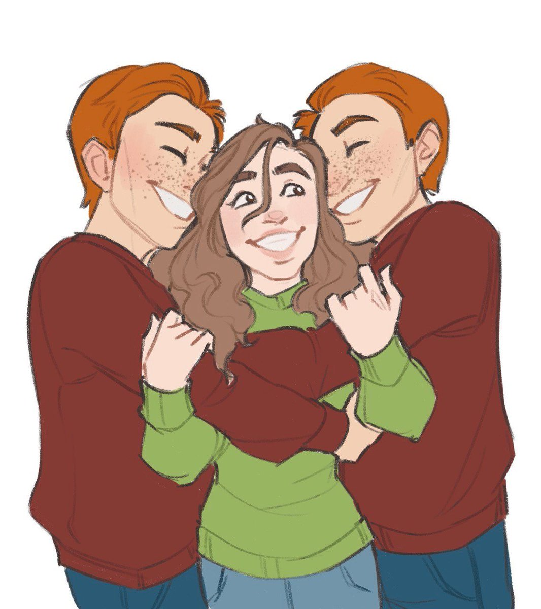 Friendly hugs! We all need it.
#WeasleyTwins #HermioneGranger