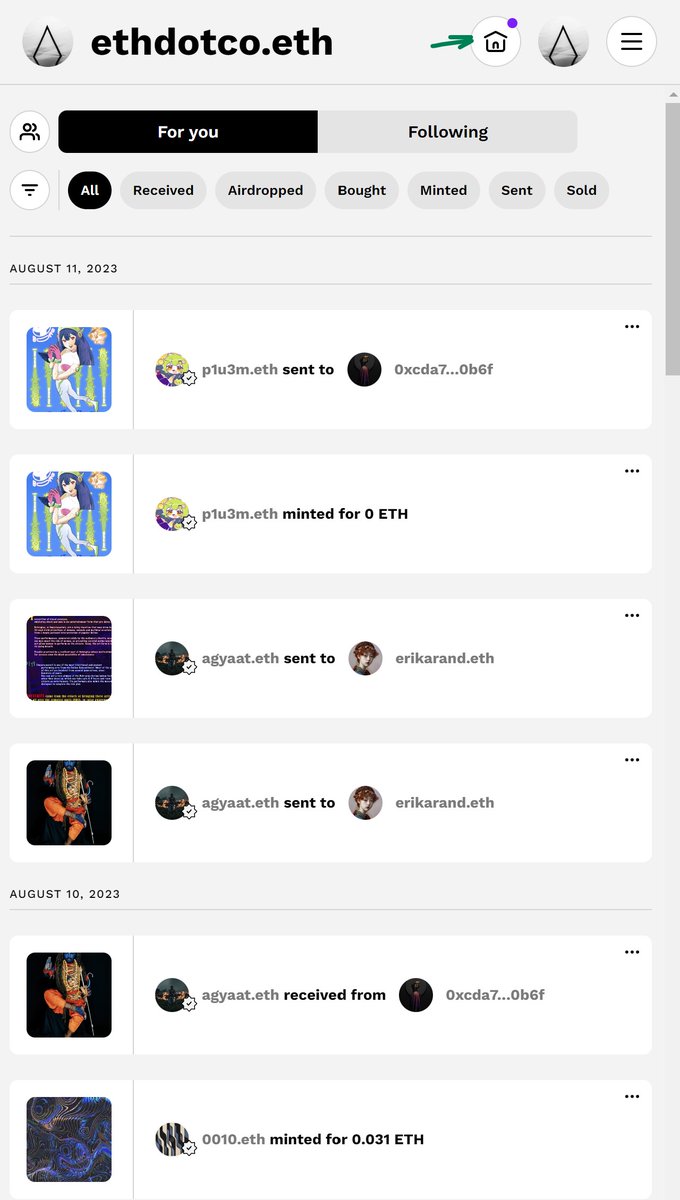 .<a href="/ethdotco/">Eth.co</a> v2 is live! 🚀🚀🚀

⬫ Click the Home icon at the top to see a feed from all your Collectors and from the Creators that you have Collected from!!! 🤯💥

You can Follow your friends and see their activity all in one feed.

Please let us know how what you think!