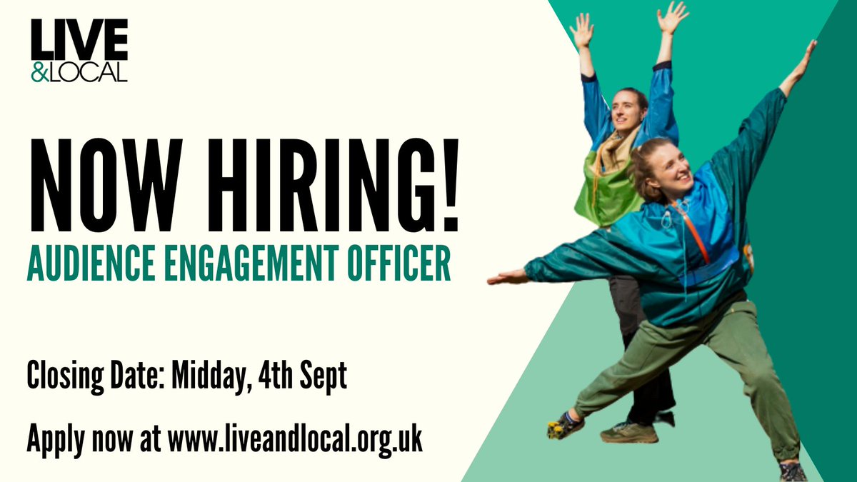 Join our team!

We’re seeking a creative, passionate and motivated individual to join our friendly team as Audience Engagement Officer.

Find out more and apply at: liveandlocal.org.uk/get-involved/j…

#OpenPosition #ArtsJobs