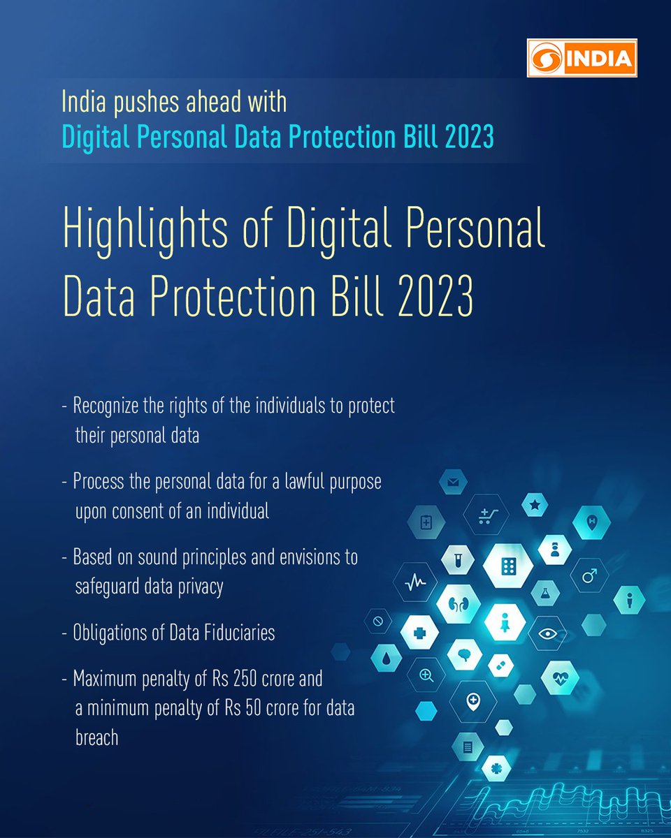 DDIndialive's tweet photo. Data Personal Protection Bill: Here’s how it will protect the data of a common man. Take a brief overview on the bill

#dataprotectionbill #digitalindia #digitaleconomy #digitalpersonaldata #digitalpersonaldataprotectionbill https://t.co/52JIF06vyf