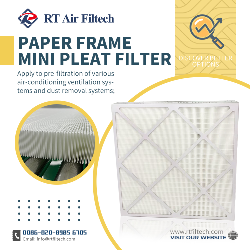 FiltechRt's tweet image. Secondary Filter MINI PLEAT FILTER 
These filters can be used in：
commercial and industrial HVAC system；
cleanroom MAU system；
Variable air volume (VAV) ventilation systems；
#hvac #mau #vav #cleanroom #minipleat 
Email: sales03@rtfiltech.com
rtfiltech.com