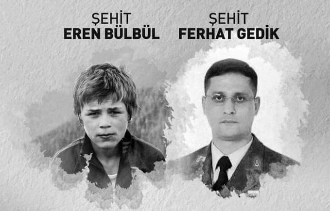 Kahraman şehitlerimiz Eren Bülbül ile Astsubay Ferhat Gedik'i şehadetlerinin 6. yıldönümünde rahmet, minnet ve saygıyla anıyorum. Sizleri asla unutmayacağız. #iyikivarsınEren #FerhatGedik