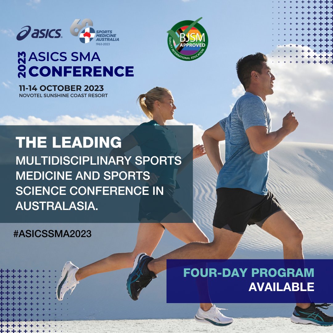 BJSM_BMJ's tweet photo. 📢 ASICS Sports Medicine Australia Conference #ASICSSMA2023

"leading multidisciplinary sports medicine conference in Australasia"

📅 11-14th October 2023
📍 Novotel Sunshine Coast Resort
ℹ️ More info and register https://t.co/RlEOqrqDWI
✅ BJSM Approved
@SMA_News https://t.co/eLP4IaFekH