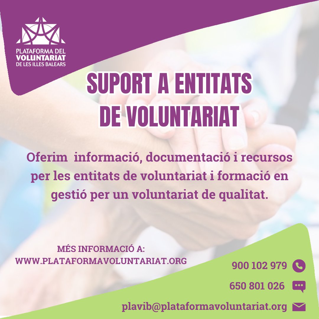 plavib's tweet image. Si formes part d'una entitat social sense ànim de lucre i necessites suport o tens dubtes en quant a la gestió del voluntariat, contacta'ns per rebre assessorament i formació, t'ajudarem en la organització i gestió del voluntariat. Seguim #transformant