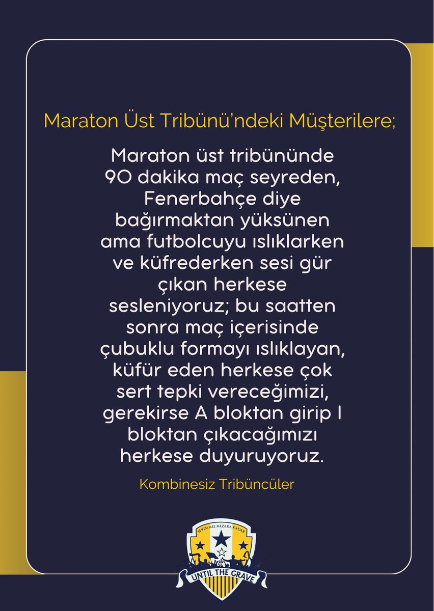 Maraton Üst Tribünü’ndeki Müşterilere!
