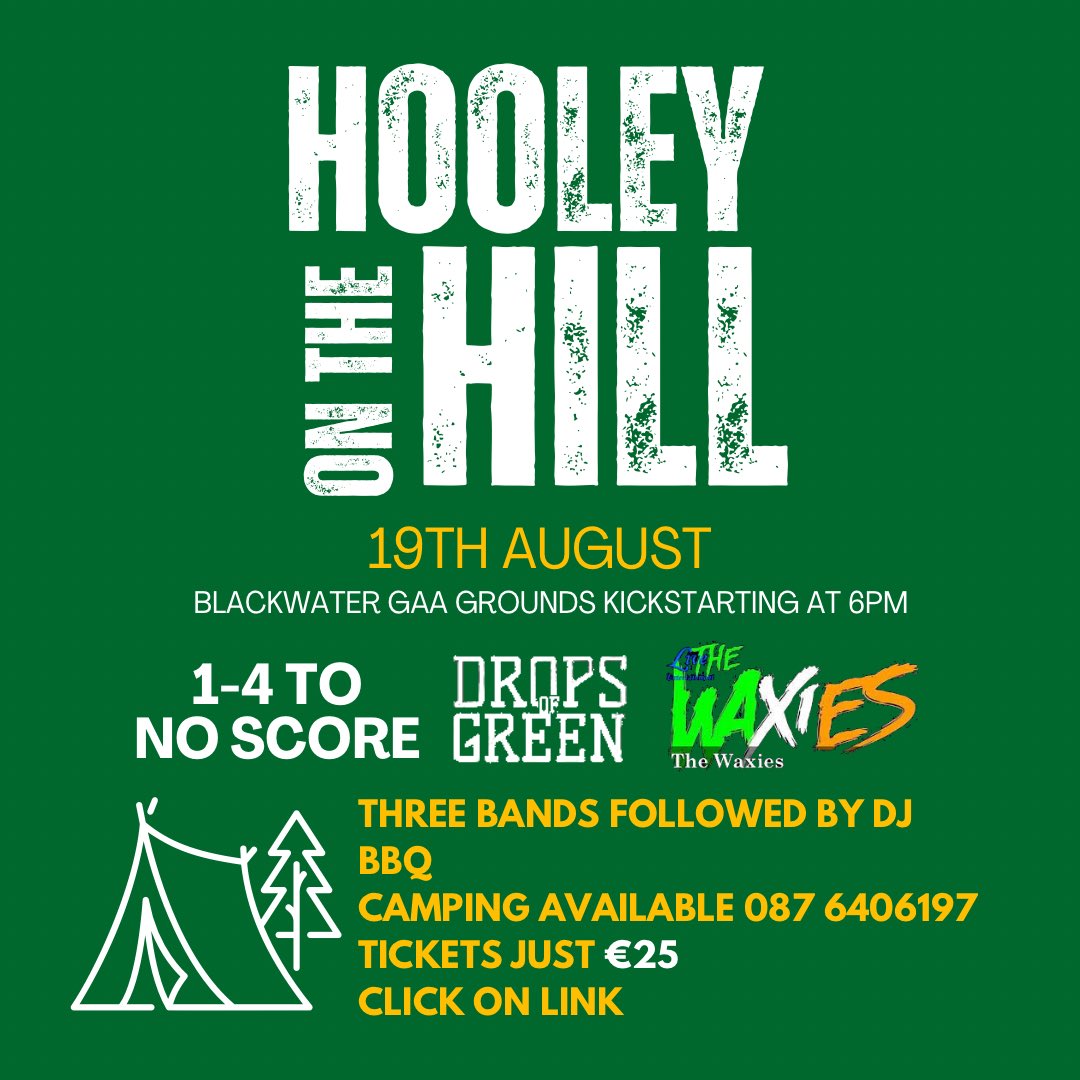 BlackwaterGAA's tweet photo. Just 8 days till the big night!! Camping available also. Looking to purchase a ticket, click on the link https://t.co/Ox1jfXrFVl https://t.co/opnXTGwwiw