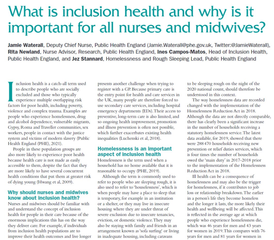 It was great to spend time with @SchnellerKendra MBE this morning discussing the critical roles that all health & care professionals play in supporting #InclusionHealth groups 

Read this free article to find out more👇 magonlinelibrary.com/doi/full/10.12…