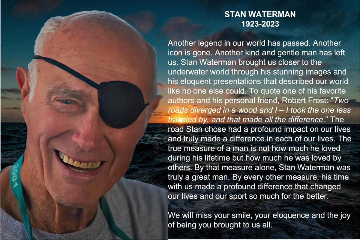 divermag's tweet photo. We mourn the passing of legend Stan Waterman; we celebrate his extraordinary life and contribution to the diving industry. https://t.co/dhetcCruPk