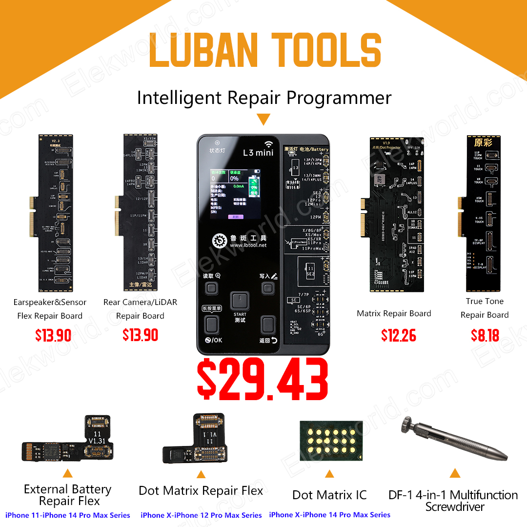 🧮 LUBAN Tools Collection： Intelligent Repair Programmer and Supporting tools

🥊 More preferential prices we provide!!!🤸‍♂️

📲Shoot us a message for quick quotation: lnkd.in/ggup5pdJ.
#repairiphone #iphonerepairs #luban #lubantools #phonerepairtools