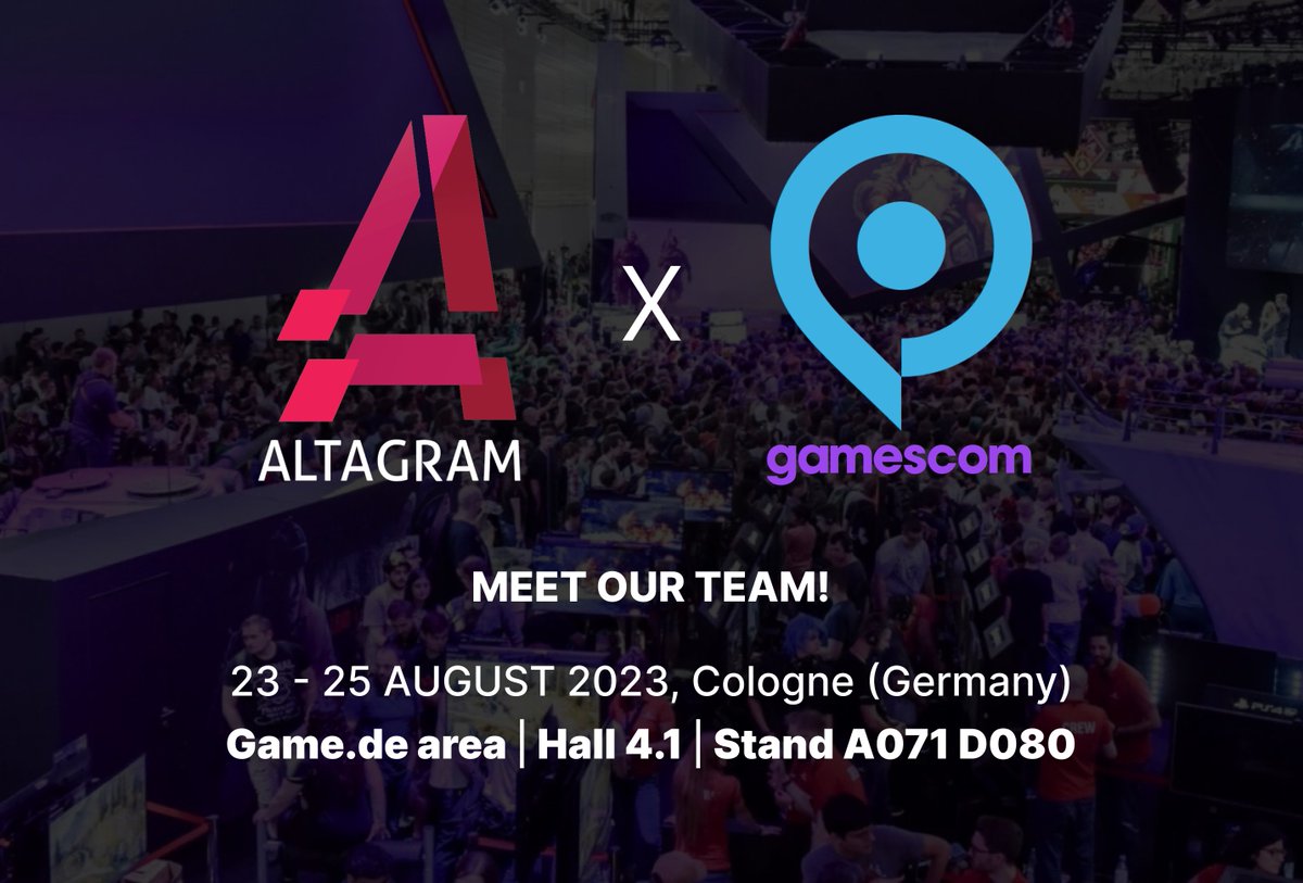 Altagram_Group's tweet image. Join us at #Gamescom2023 in #Köln from August 23-25! 🎮 Discover cutting-edge #gamingprojects, #collaborations, and more at Game.de area, Hall 4.1, Stand A071 D080. Schedule a meeting to secure your spot and connect with us! 📅#AltagramAtGamescom